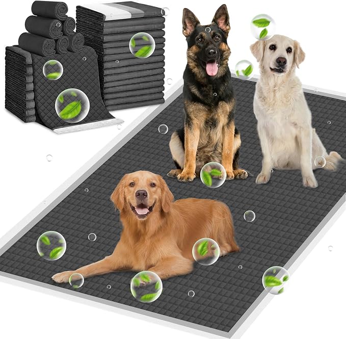 Extra Large 48"x36" 30 Pcs Odor-Control Super Absorbency Charcoal Pee Pads for Dogs,Leak-Proof Pet Training Pee Pads,Thicken Disposable Potty Pads Puppy Training Pads for Cats Rabbits