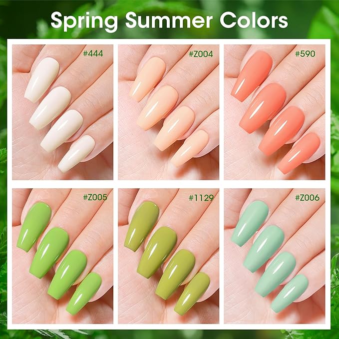 GELLEN Spring Summer Regular Nail Polish Non Gel, Fast Air Drying Traditional Nail Polish No UV Light Needed, Nude Green Set for Women Manicure Home Salon St. Patricks Day, Hema Free, 10ml
