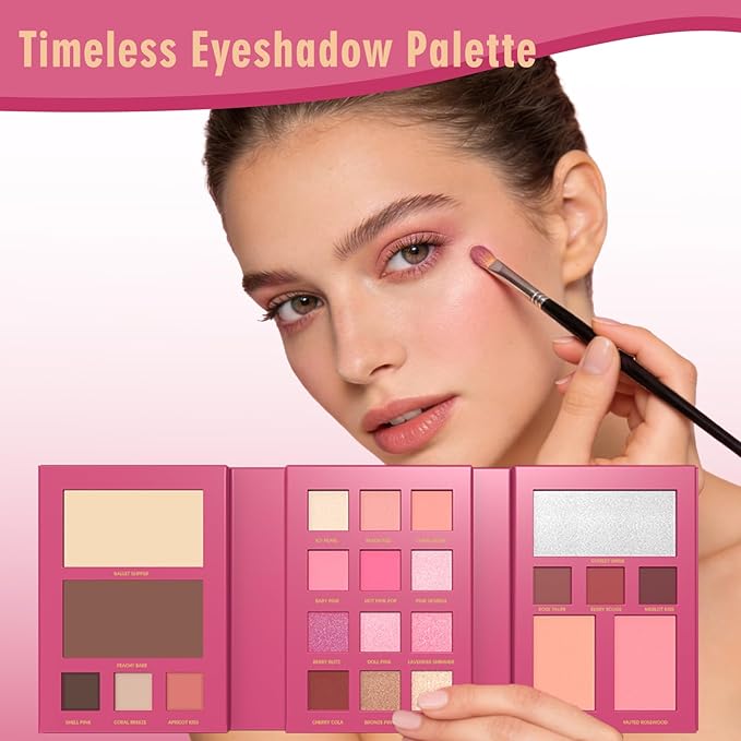 All in One Makeup Palette - Foldable Travel Make Up Kit Set includes Highly Pigmented Eyeshadow, Buildable Contour, Color Correction Concealer, Shine Highlighter, Blush, Lip for Face Paint