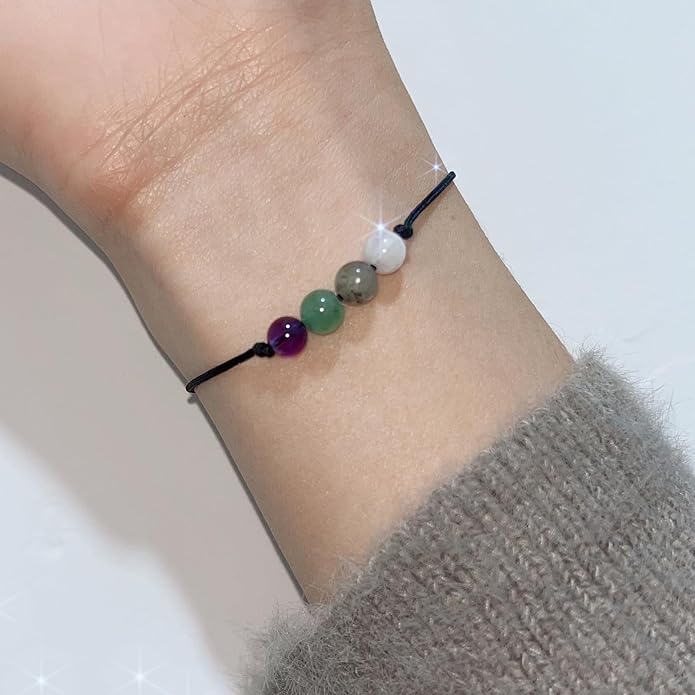 Korotho Empath Protection Bracelet Empath Bracelets Gifts for Her Natural Healing Crystal Beaded Bracelet, Tourmaline, Amethyst, Hematite, Rose Quartz, Jewelry for Best Friends Daughter Mom