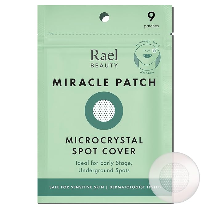 Rael Pimple Patches, Miracle Microcrystal Spot Cover - Hydrocolloid Acne Pimple Patch with Tea Tree Oil, Early Stage Zits and Blemish, Korean Skin Care (9 Count)