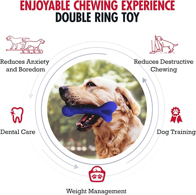 SuperChewer Tough Dog Bone Toy | Lifetime Replacement | Strong Natural Rubber | Great Dog Fetch Toy | Chew Toys for Dogs | Ultra Durable Chew Toys for Moderate Chewers | Large Breed Tested