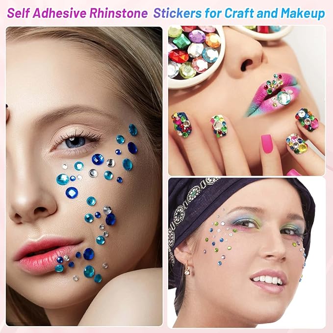 Cosplay Makeup Face Gems with Rhinestone Glue for SFX, Shynek Rhinestones Sticker for Eye Jewels Gems Body Skin Glue Spirit Adhesive for Eye Jewels Hair Costume Cosplay