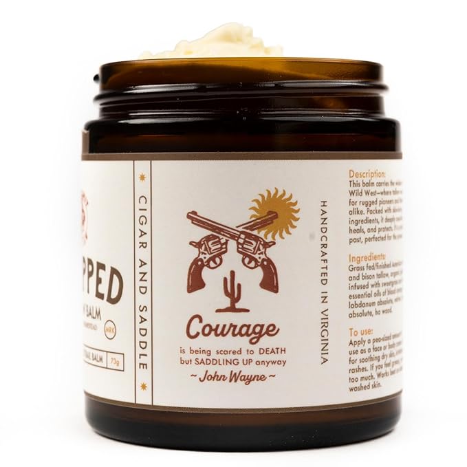 Beef and Bison Whipped Tallow Balm Moisturizer for Dry, Sensitive Skin - John Wayne Inspired Herb-Infused Unscented - 2.6 oz