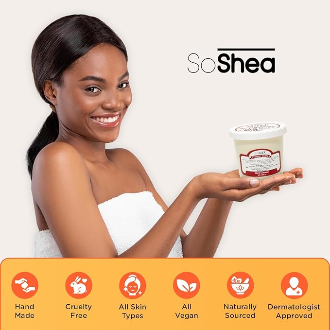 SoShea Whipped Shea Butter Unscented Ivory Original - Nourishes, Moisturizes & Renews | 100% African Pure Shea Butter | Cold-Pressed & Cold-Processed | No Dyes & Parabens | Vegan | 11.50oz / 326g
