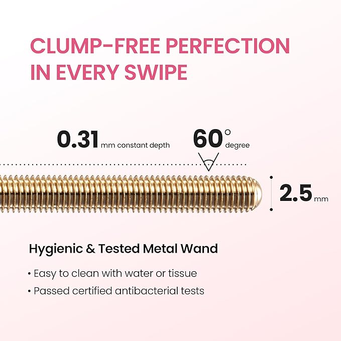 DERMALOGY by NEOGENLAB Extra Slim Metal Mascara, Long-Lasting Volumizing & Lengthening Formula with Metal Wand Brush, Smudge-Resistant, Vegan Korean Makeup, Black, 1 Count