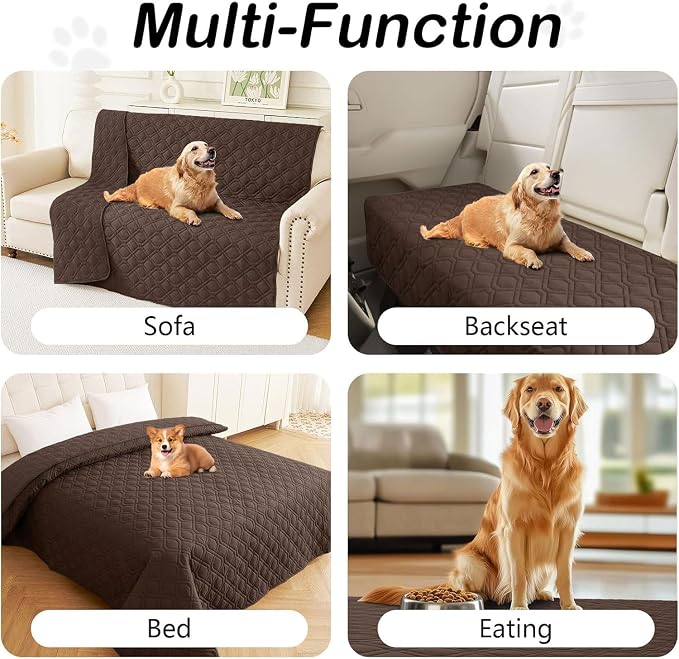 Waterproof Dog Bed Blanket - Soft Pet Blanket & Sofa Cover for Dogs | Reversible Washable Furniture Protector, Couch Covers for Pets (40x70 Inch, Chocolate/Chocolate)