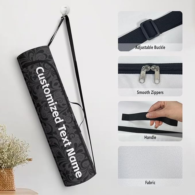 Yoga Mat Bag with Adjustable Shoulder Strap and Handle Zipper, 30in Wide x 6.3in Diameter for Yoga Mat Storage