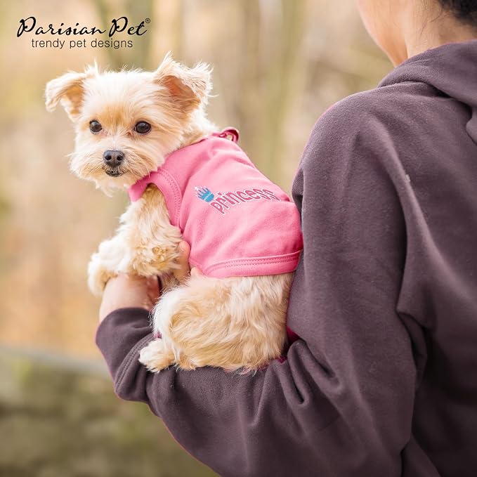 Parisian Pet Princess Dog Shirt – 100% Cotton Shirts for Large Dogs – Pink Sleeveless Pet Clothes – Lightweight and Breathable Dog Apparel – Girl Dogs Clothes - Stretchy Pet T Shirts