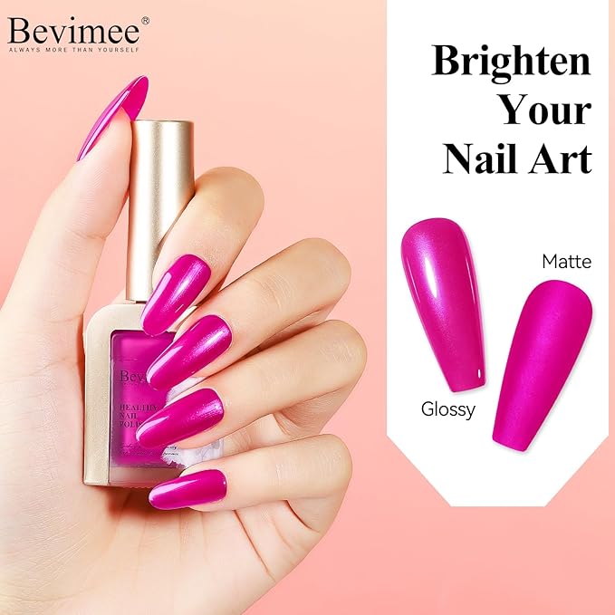 Valentine's Day Nail Polish Quick Dry, Hot Pink Nail Lacquer Nail Art Polish Non-Gel Air Fast Drying, Shimmer Pink Nail Pigment High Coverage Fingernail Concealer Polish for Gift