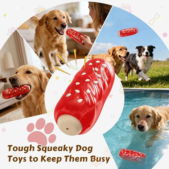 Tough Dog Chew Toys Indestructible Squeaky Toys for Aggressive Chewers Outdoor Swimming Interactive Tough Chew Toys for Medium and Large Dogs
