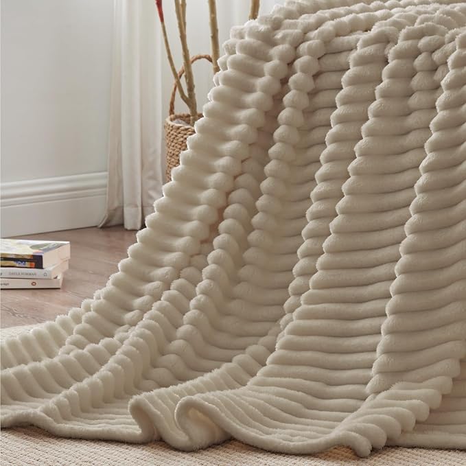 BEDELITE Ribbed King Size Blanket for Bed, Linen, 108"x90" | Ultra-Soft Plush Fleece, Warm Yet Lightweight, Ribbed Texture, Home Decor, Machine Washable, Giftable, All-Season Use