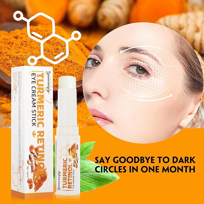 Turmeric Retinol Eye Stick,Lumibalm for Under Eyes Bags,Eye Balm Moisturizes Hydrating for Dark Circle,Wrinkles,Visible Results in 3-4 Weeks,Anti Aging Retinol Cream Reduces Fine Lines
