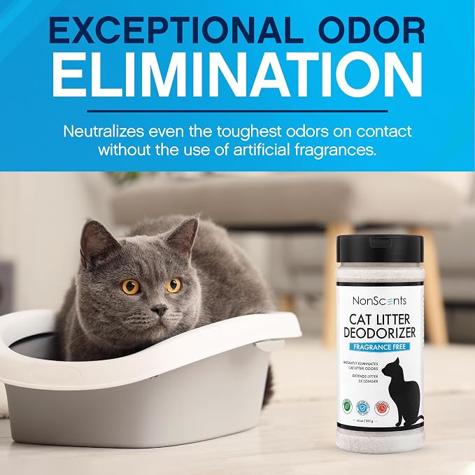 Nonscents Cat Box Deodorizer - Odor Eliminator - 2 Pack | Extends Litter Lifespan, Reduces scooping, Fragrance-free, Unscented, Odor Neutralization, Long-lasting, Non-toxic