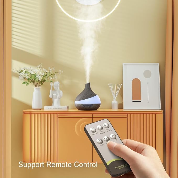 HJTHJT 500ML Essential Oil Diffuser: Aroma Diffuser with Remote Control for Hotel Spa Yoga Room - Humidifier with 14 Colors LED Night Light for Bedroom Home Relaxation