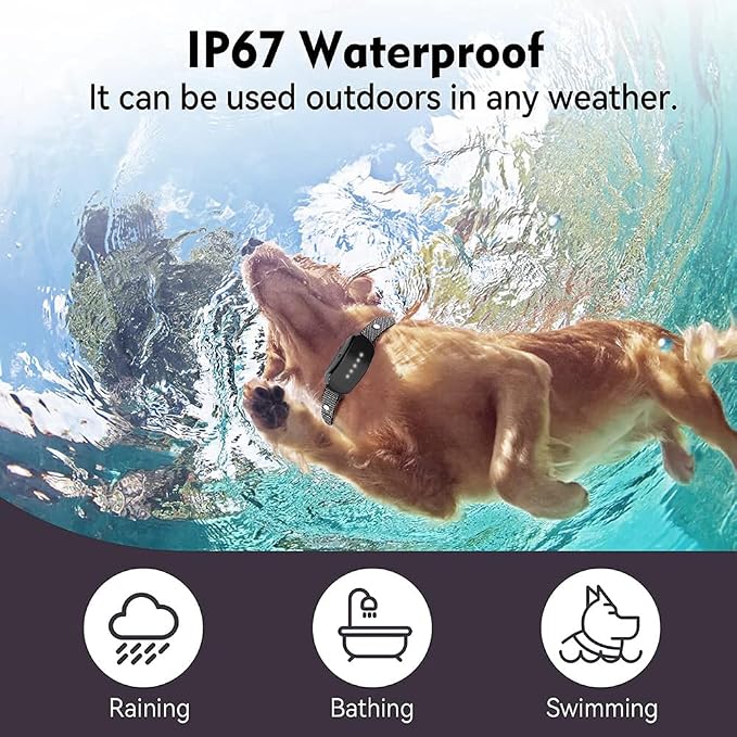 Bark Collar, Dog Bark Collar for Small, Medium and Large Dogs, with 5 Adjustable Sensitivity Beeps Vibration Shock, Waterproof Rechargeable Smart Bark Collar (White)