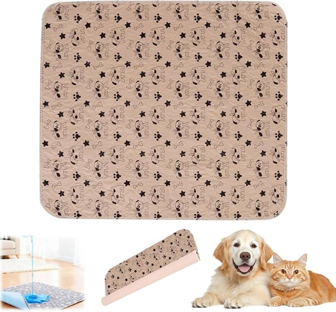 Puppy Pads with Pheromones,Washable Puppy Pee Pads for Dogs,Reusable Puppy Pads Washable for Dogs & Cats, Washable,Durable Leak-Proof & Anti-Slip Pet Training Pads for Home & Trave(Brown Puppy,L)