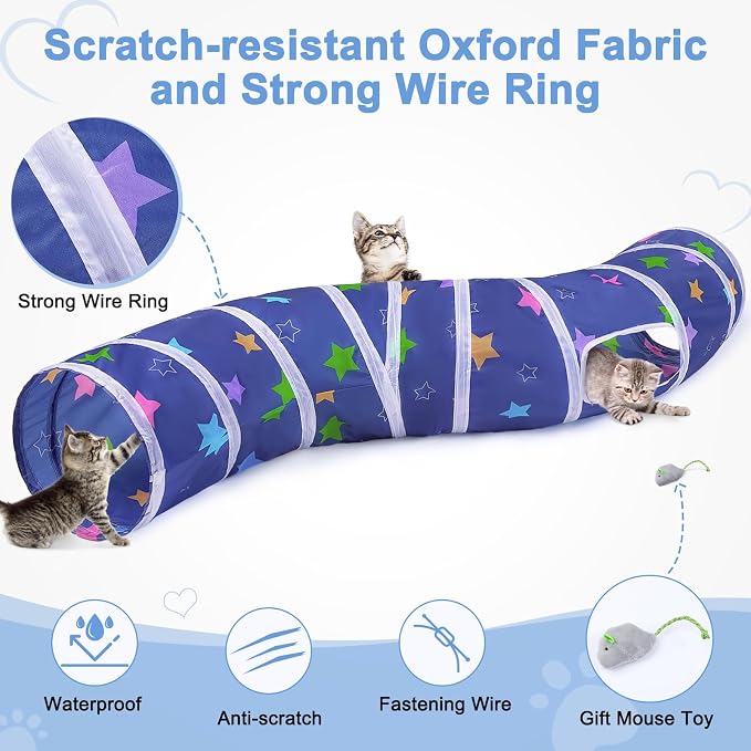 Glittme S-Shape Cat Tunnel, Foldable Cat Tunnels for Indoor Cats