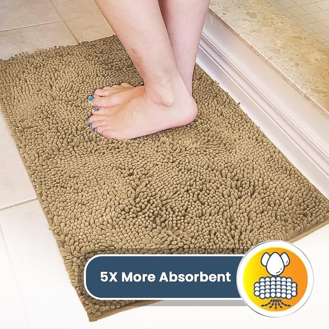 Muddy Mat® | Super Water Absorbent Door Mat Indoor, Microfiber Quick Dry Chenille Entryway Rug, Slip Resistant Front Door Mat, Indoor Mats for Entryway, Machine Washable Pet Rug, Beige 36"x72"