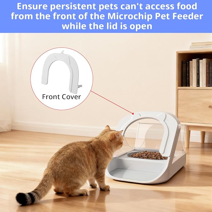 Front Cover for Automatic Microchip Cat Pet Feeder - Prevents Persistent Pet from Getting Food from The Front of The Feeder, 2 Pack