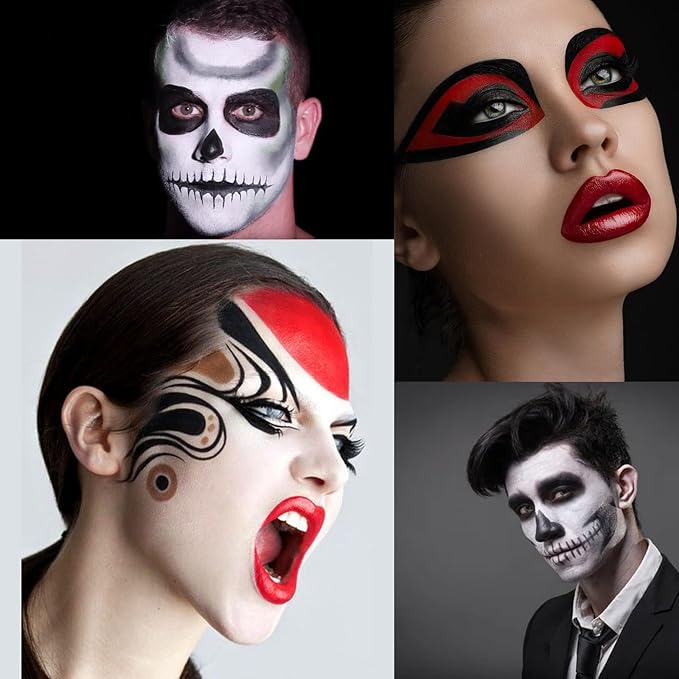 Red Face Paint 120g (4.23 oz) Non-Toxic,Water Activated Face Painting Kit for Kids Adults,SFX Makeup Large Capacity Facepaint Palette for Halloween, Cosplay,Theater Party,Clown Special Effects Costume