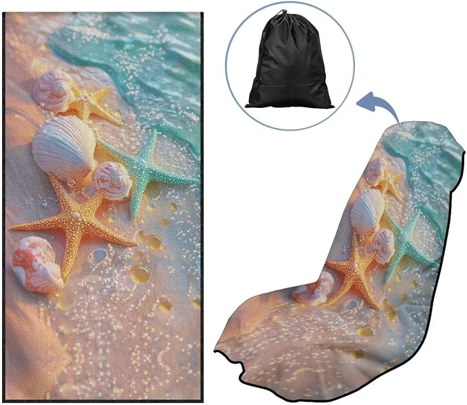 INSTANTARTS Starfish Shell Beach Car Seat Towel Covers Yoga Towel Car Seat Coverl