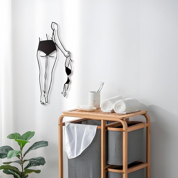 Sexy Metal Wall Art, 3D Abstract Woman Sculpture for Bedroom Black Decor | Sleek 3D abstract female figure in black metal, modern & artistic accent for bedrooms, living rooms, or boudoirs