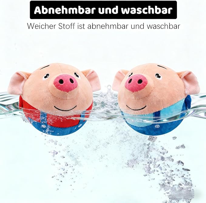 【2PCS】Interactive Dog Toys,Active Moving Pet Plush Toy with Recording & Music Modes,Jumping Squeaky Song shaking Interactive Dog Ball,Dog Toys to Keep Them Busy,Replaceable Coat (Blue Pig + Red Pig)
