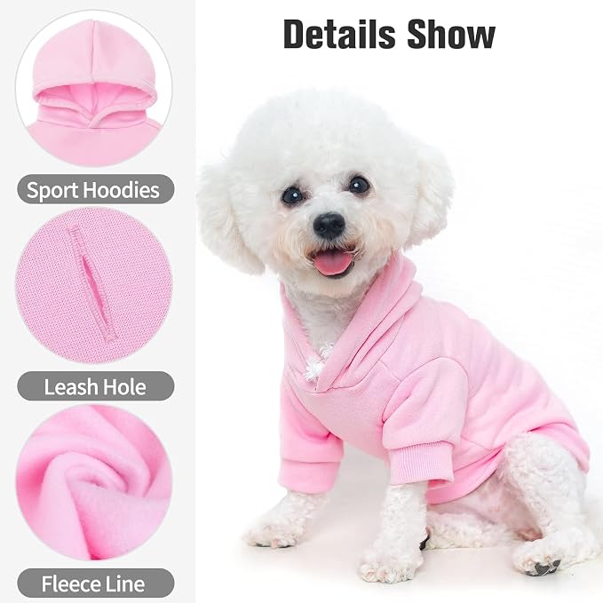 BINGPET Dog Hoodie for Medium Dogs, Soft Pullover Pet Sweater | Warm Dog Sweatshirt Clothes, Winter Hooded Outfit for Girl Boy Dogs Puppy, French Pitbull Cold Weather Coats Wear, Pink M
