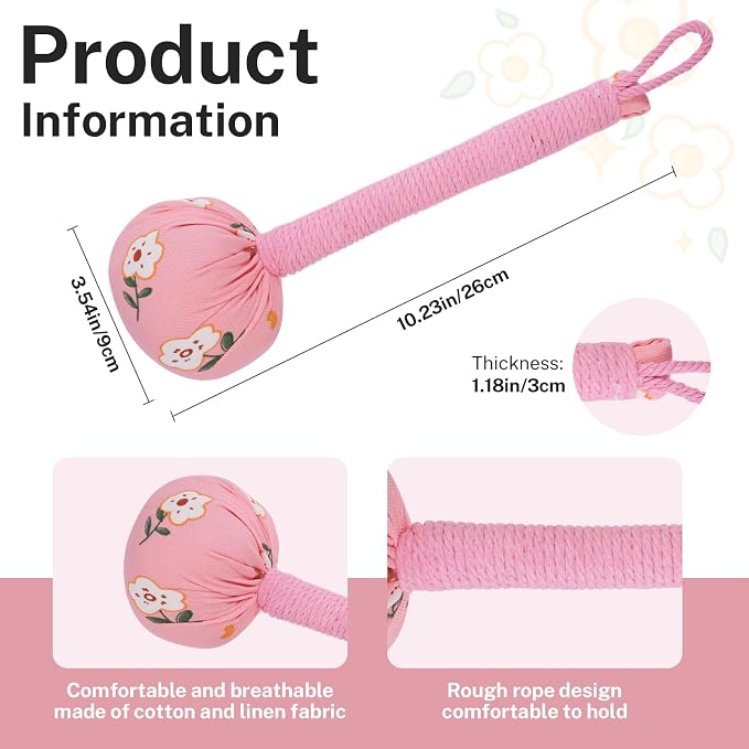 lefeke Manual Massage Hammer, Mugwort Massage Hammer, Handheld Body Percussion Tool for Back Neck Shoulder Leg Muscle Relief 26cm (2Pcs-Pink)