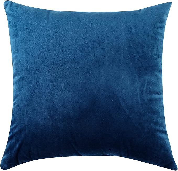 NiNi ALL Blue Velvet Throw Pillow Covers 24x24 Pack of 2 Decorative Couch | Soft Solid Boho Cushion Squar Pillow Cases for Chair Sofa Bedroom Farmhouse Living room Modern Luxury Home Decor Christmas