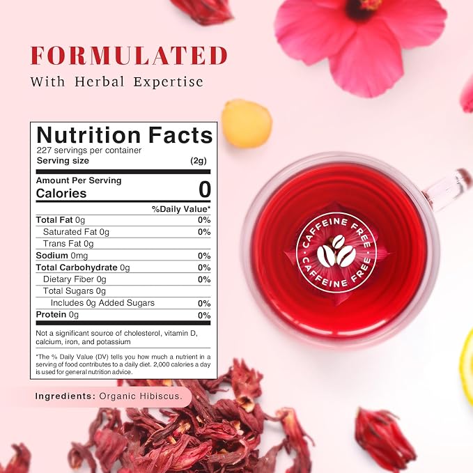 Oxify Organic Hibiscus Herbal Loose Tea- 16 oz (16 oz, Hibiscus)