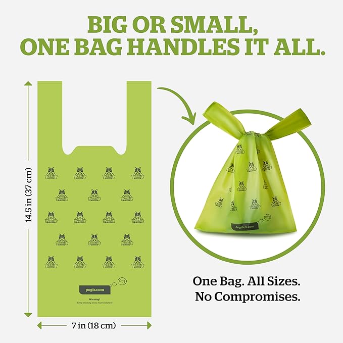 Pogi’s Dog Poop Bags with Handles – Extra-Thick, Leak-Proof, Large, Fresh Scent, 300-Count (Pack of 2)