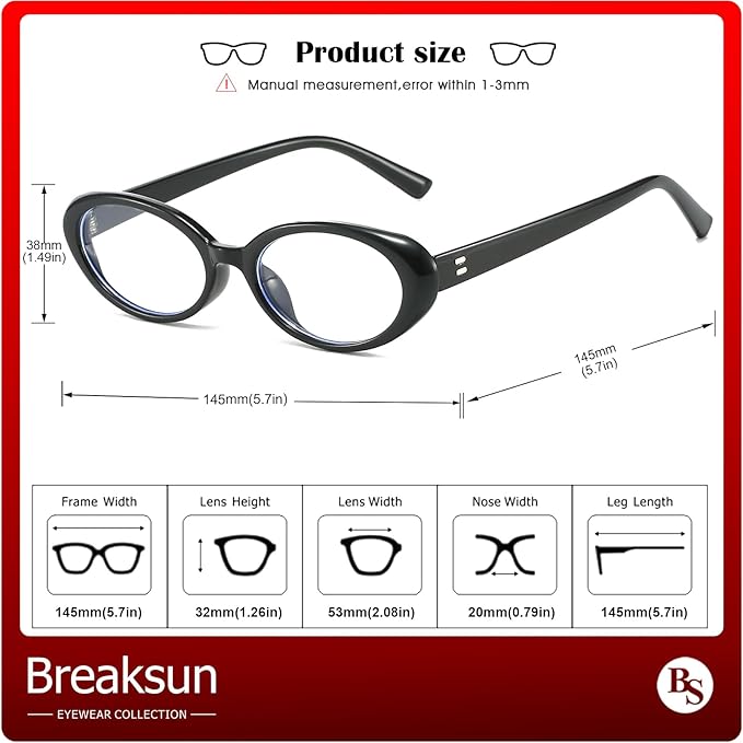 Breaksun Retro Oval Sunglasses for Women Men Fashion Small Oval Sunglasses 90s Vintage Shades