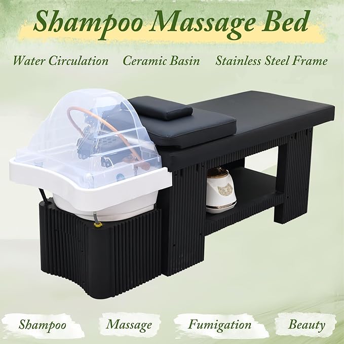Professional Head Spa Equipment, Shampoo Massage Bed, Japanese Head Spa Bed, Massage Table with Water Circulation System, for Spa Beauty Salon Barber