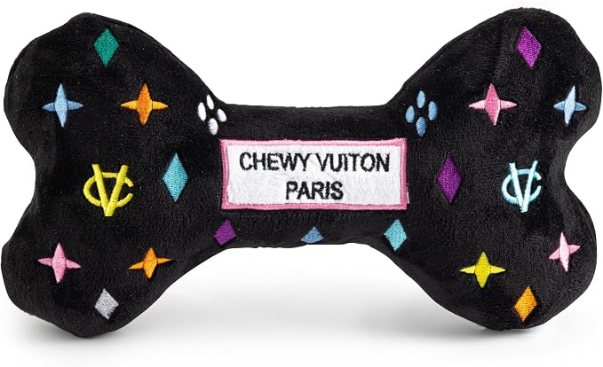 Haute Diggity Dog Chewy Vuiton Bone Plush Dog Toy, Designer Parody Toy