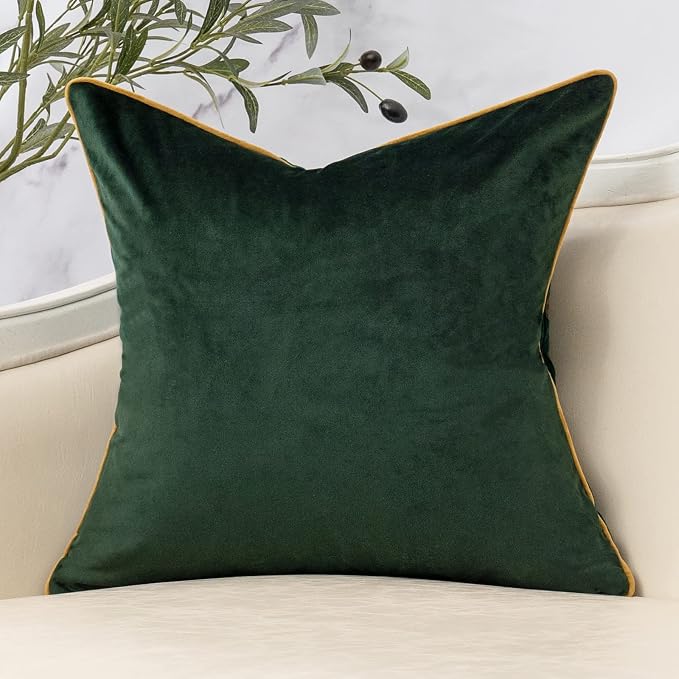 Green Twigs Throw Pillow Cover Branches Velvet Cushion Case Neutral Pillowcase for Sofa Couch Bedroom Living Room Home Decor,18x18 Inch