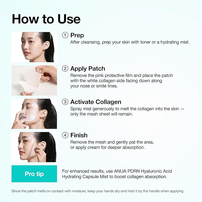 Anua Salmon DNA PDRN Collagen Melting Patch for Glass skin, Smile Line Patches, Wrinkle Patches, Melting Thin Collagen Patch, Firming for Fine Lines, Glow, Hydrating, Korean Skincare, 2 Pairs x 4EA