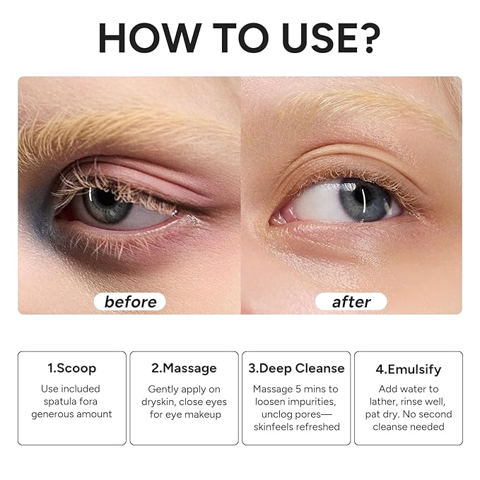 In My Eyes Cleansing Balm Makeup Remover, Natural Gentle Clean Balm for Waterproof Eye Face Lip Makeup, Oil Based Cleanser, Made for All Skin Types, Non-Comedogenic, 3.4fl.oz/100ml