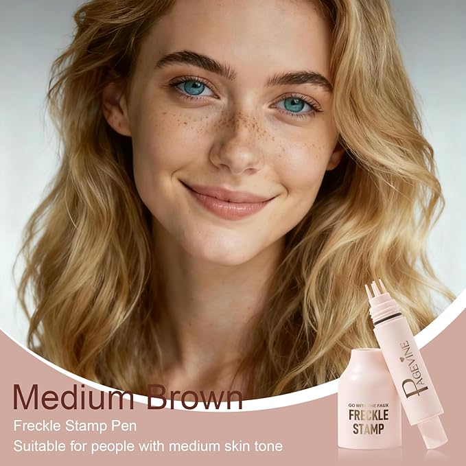 Faux Freckle Stamp Pen, Natural and Lifelike Sunkissed Face Freckle Makeup with Fake Freckles Stain Marker Pen Tool, Waterproof and Quick Dry & Long-Lasting, 02 Medium