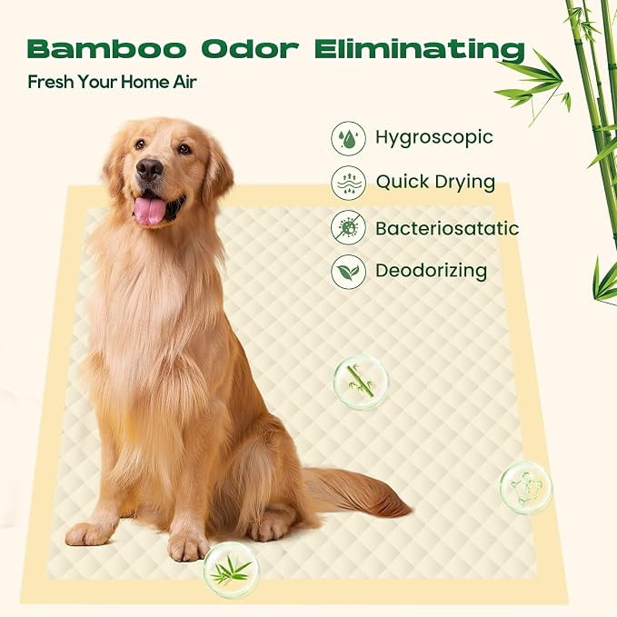 Bamboo Puppy Pads Extra Large 31"x47" 40 Count with Tabs