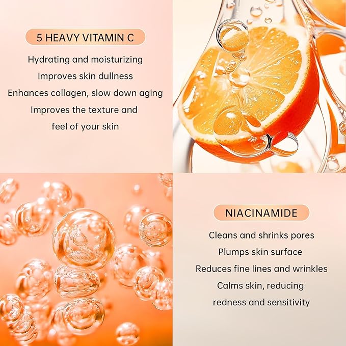 Vitamin C Skin Care Set for Women - 6PCS Skincare Gift Set With Facial Cleanser, Toner, Eye Cream, Serum, Lotion & Face Cream - Moisturizing Skin Care Kit for Anti-Wrinkle, Valentine’s Day Gift
