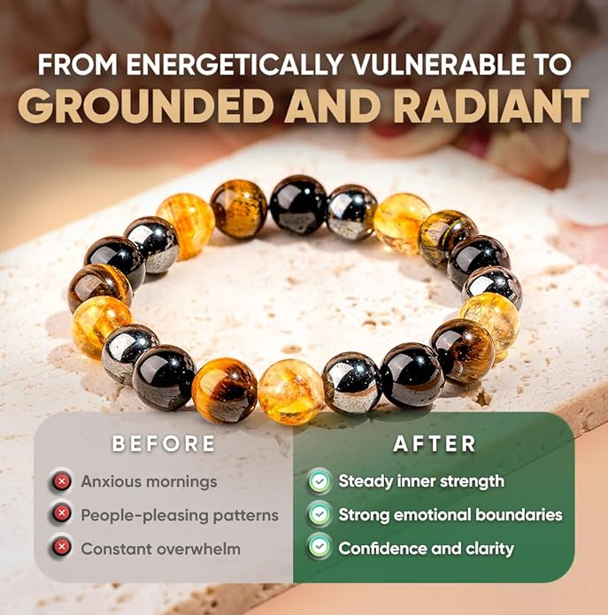 Conscious Items Protection Bracelets for Women & Men, Healing Crystal Bracelet with Natural Stones for Energy Shielding, Grounding, Stress, & Negative Energy Protection
