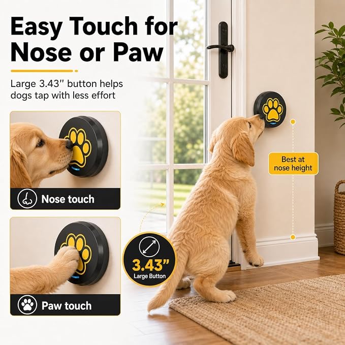 ChunHee Dog Bells to Go Outside, Touch Activated Dog Door Bell for Potty Training, Dog Bell for Door with 36 Built-in Sounds & Voice Commands, 5 Adjustable Volume Levels, Puppy Training Bell for Dogs