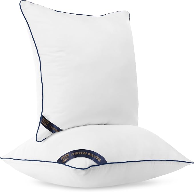 Utopia Bedding 14x14 Throw Pillow Inserts, Decorative Pillows, Pack of 2 | Piping Throw Pillows, Plush & Supportive, Aesthetic Cushion Sham Stuffer for Sofa, Office, Couch & Bed, Set of 2, White