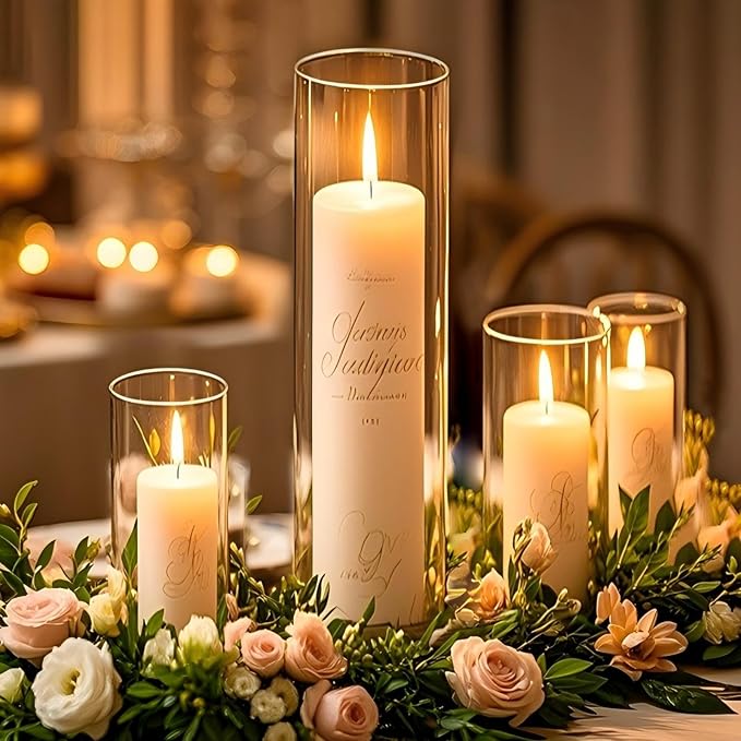 12pcs 12 Inch Clear Glass Cylinder Vases for Centerpieces | Tall Flower Vases for Wedding & Home Decor, Hurricane Floating Candle Holders for Table & Shelf