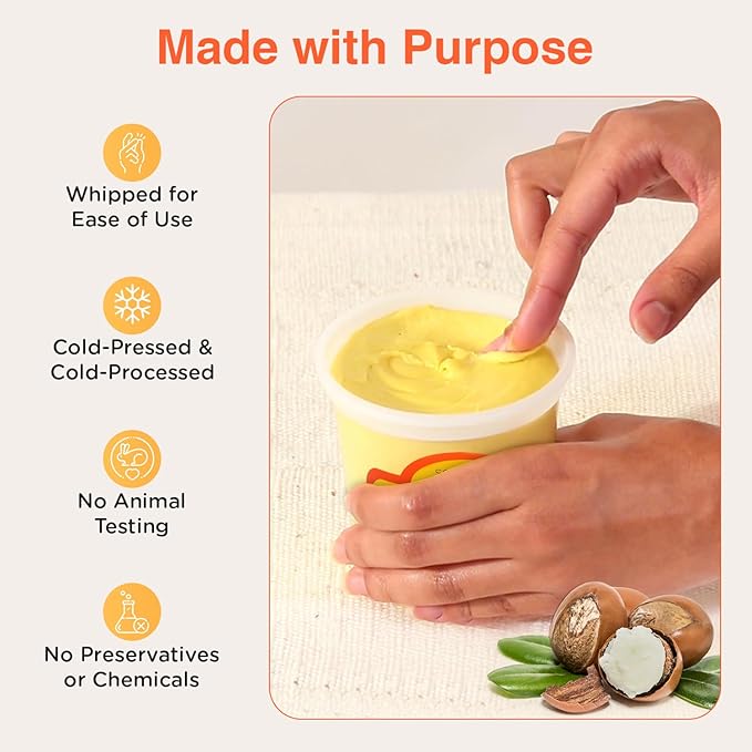 SoShea Whipped Raw Shea Butter - Turmeric |100% Pure, Unrefined African Shea Butter & Tumeric | Cold-Pressed & Processed -Rich Natural For Dry & Sensitive Skin, Face & Hair | Vegan | 11.50 oz