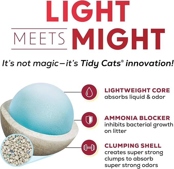 Purina Tidy Cats LightWeight Clumping Multi-Cat Litter, 17 lb Box | Easy to carry, 24/7 odor control, clean linen scented, 99.9% dust-free.