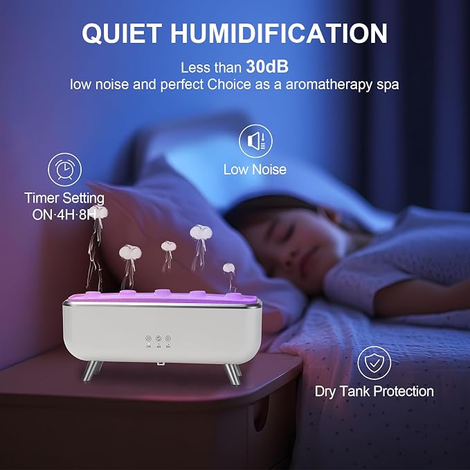 Dynamic Jellyfish Diffuser - Essential Oil Scent Volcano Diffuser Low Noise | 300ML 5 Rings Dynamic Sound Pickup Aromatherapy Aroma Humidifiers for Bedroom Office Hotel