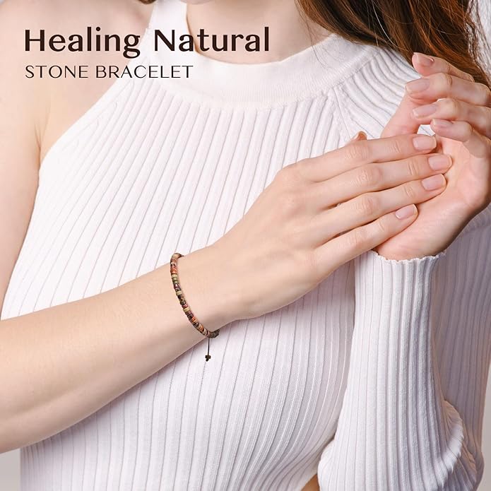 Inspirational Gifts Bracelets for Women: Valentines Mothers Day Birthday Gifts for Women Friends Sister Mom - Healing Natural Stone Beads Bracelets Thinking of you Get Well Soon Gift for Women